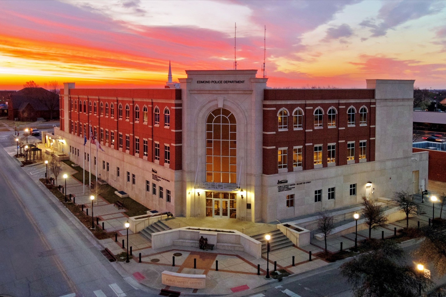Edmond Police Department and Public Safety Center at sunset